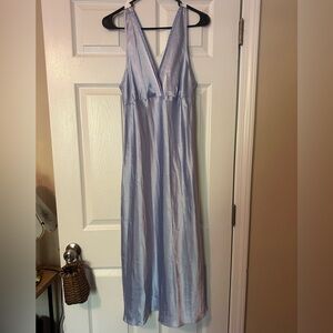 Jones New York Lavender Satin V-Neck Dress